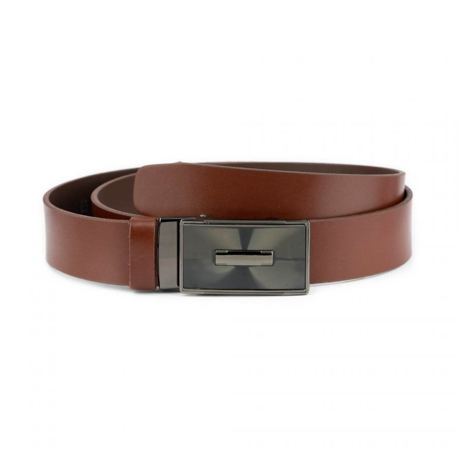 brown mens ratchet belt with silent buckle 1 AUTCOG35SILSEP