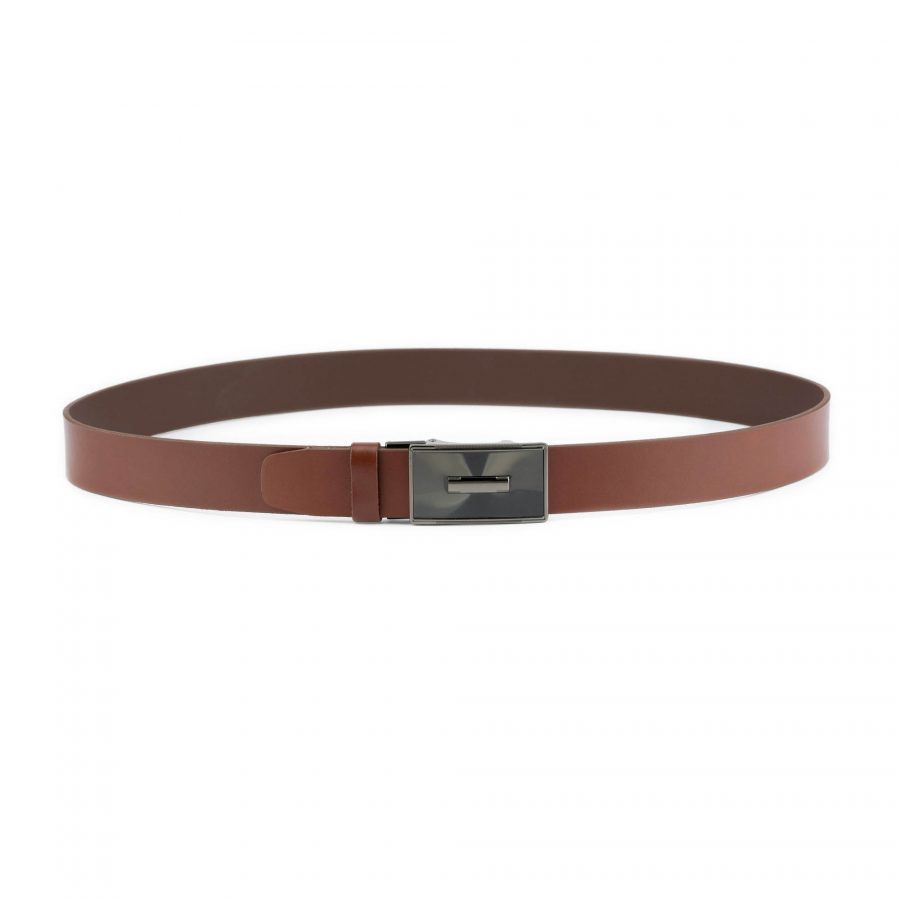 brown mens ratchet belt with silent buckle 2