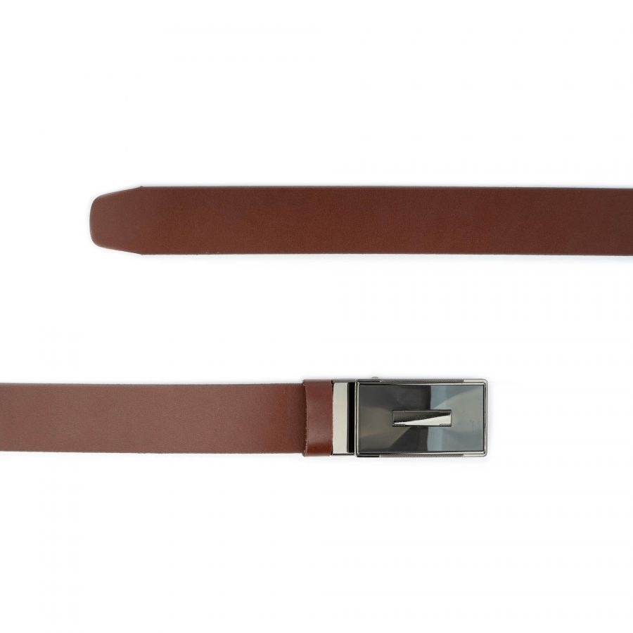 brown mens ratchet belt with silent buckle 3