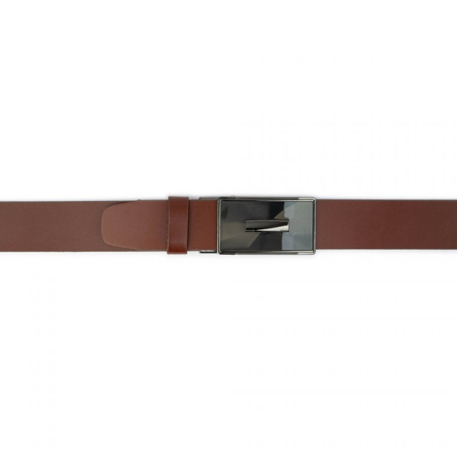 brown mens ratchet belt with silent buckle 4