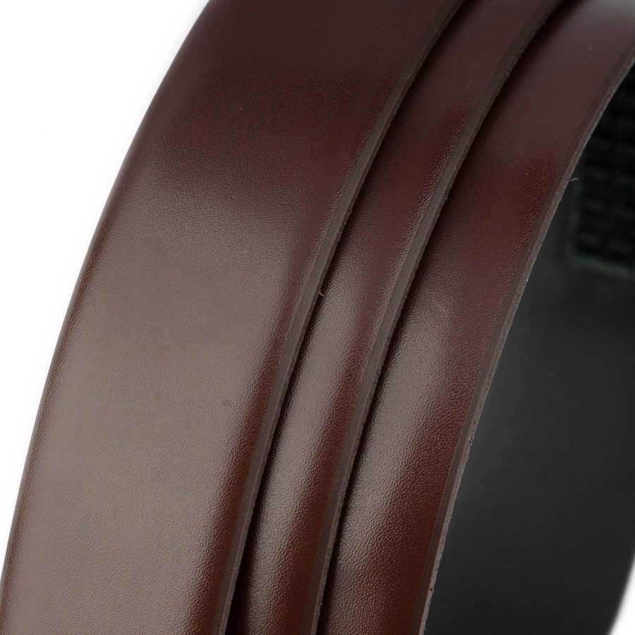 brown ratchet mens belt real leather feather edge 7
