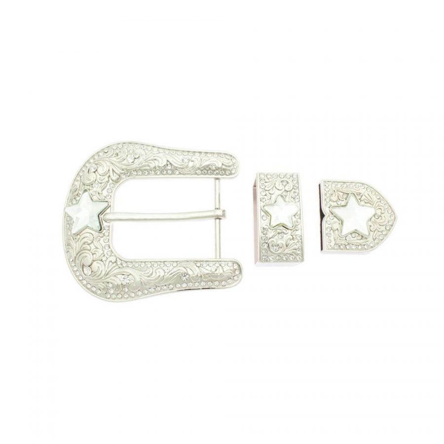 crystal belt buckle with stars 3 piece set 1 STAWES40SILPET USD25