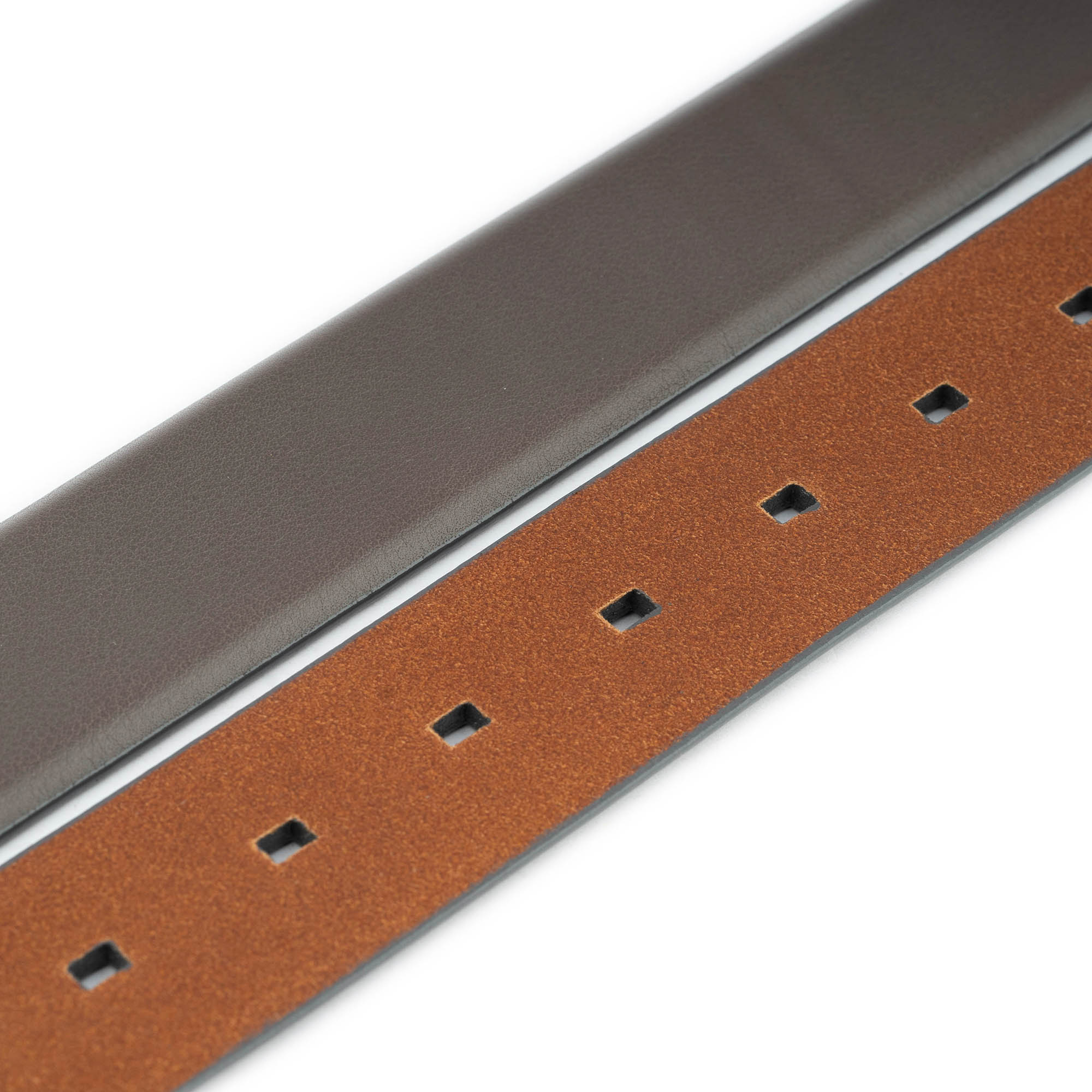 Buy Gray Leather Belt Strap Without Buckle With Premade Hole