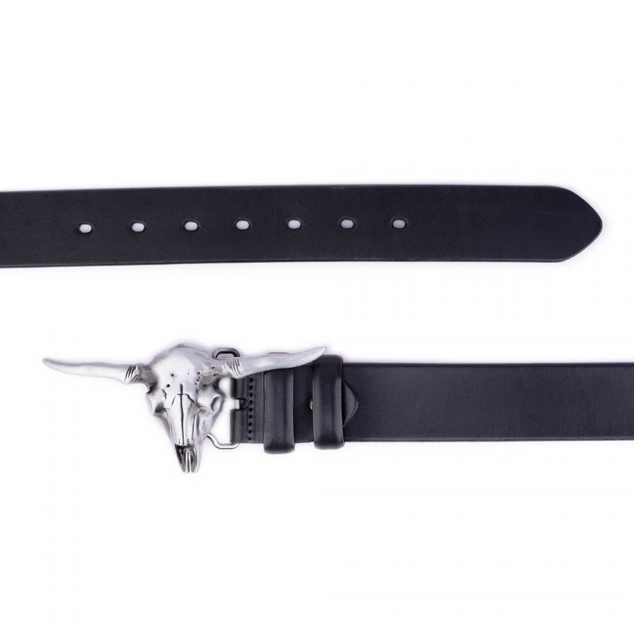 large heavy longorn buckle belt black thick leather 3