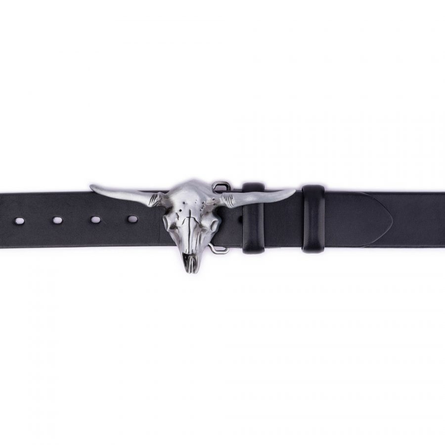 large heavy longorn buckle belt black thick leather 4