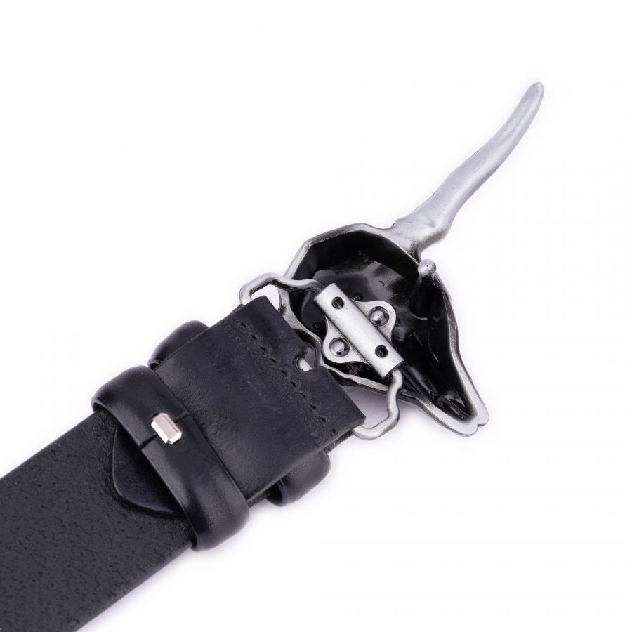 large heavy longorn buckle belt black thick leather 5