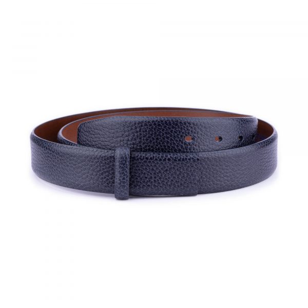 luxury mens belt strap blue pebbled leather 1 28 40 PEBCUT3523LUXAML USD29