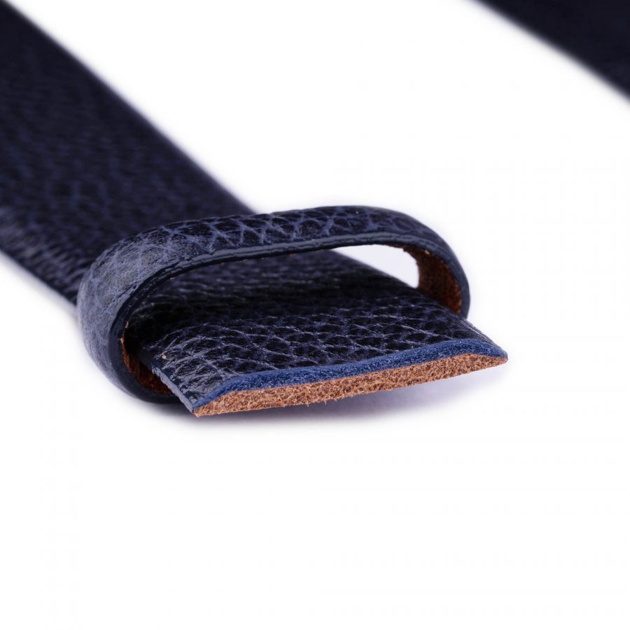 luxury mens belt strap blue pebbled leather 3