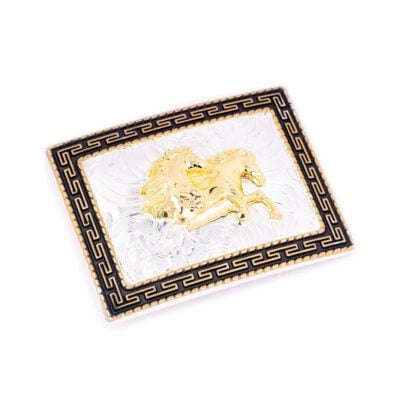 mans large belt buckle horse rectangle 1 HUGHOR40SILGOL 29USD