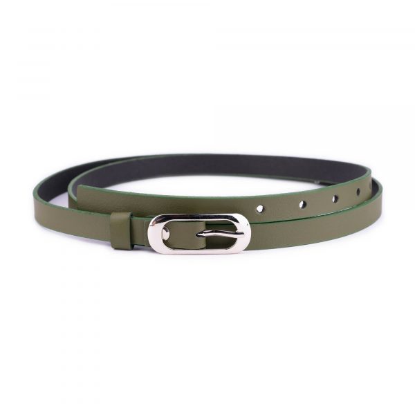 olive green ladies belt for dress skinny 1 5 cm 1 OLIGRE15SMOGAL 28 40 25USD