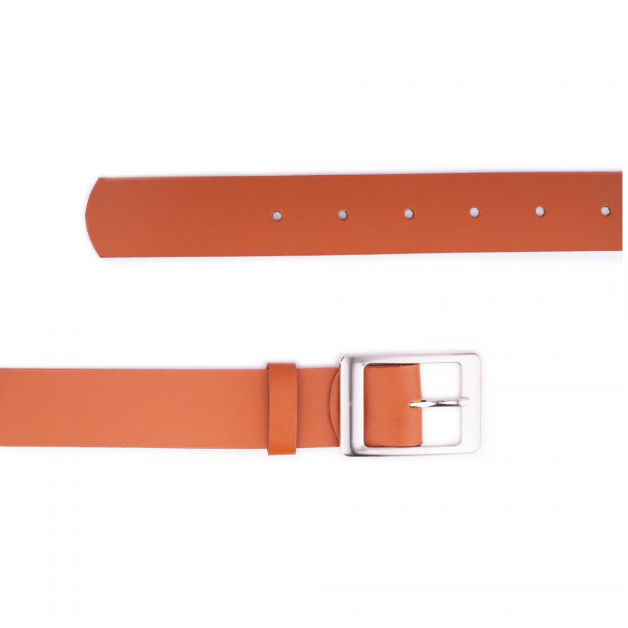 orange womens wide leather belt for jeans 4 0 cm 2