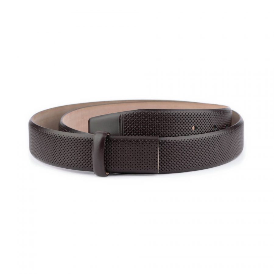 perforated dark brown leather strap replacement 1 PEFBRO35CUTMDS 75USD