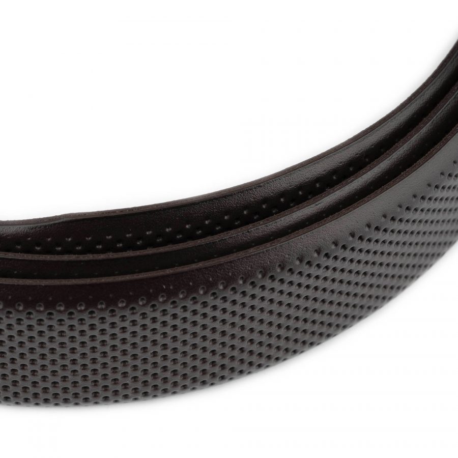perforated dark brown leather strap replacement 4