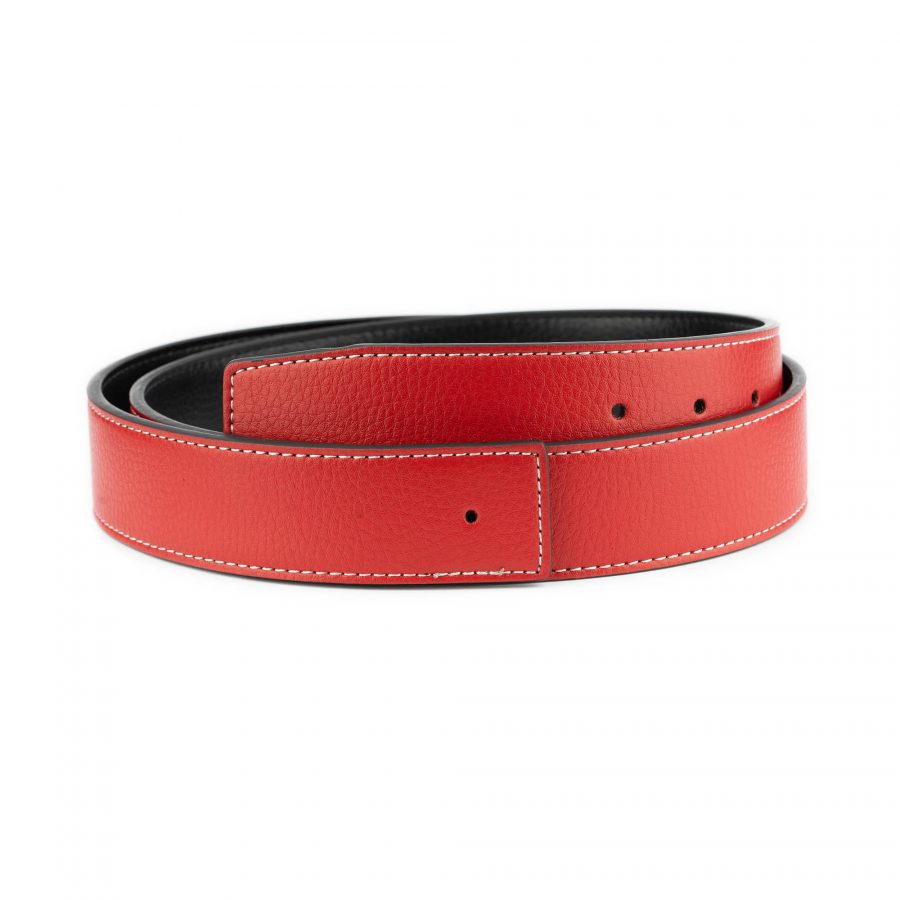red black vegan leather reversible belt strap 3 2 cm 1 REDBLA32PEBBL 36 38 40 42 44 USD25