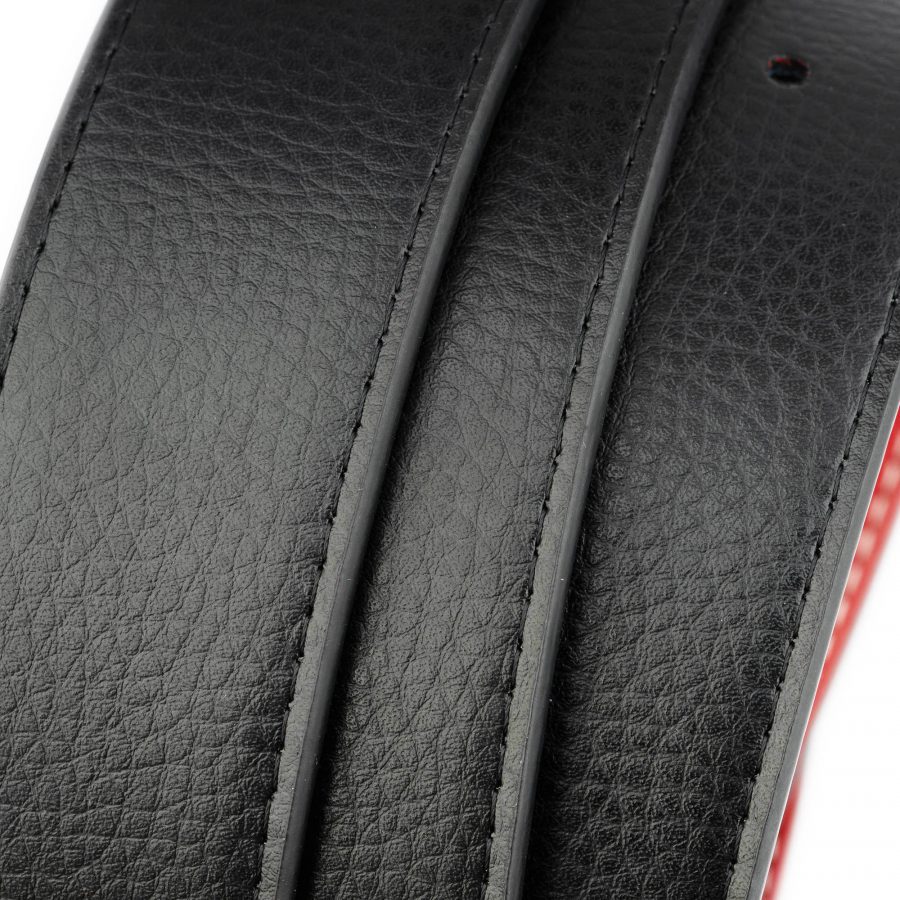 red black vegan leather reversible belt strap 3 2 cm 4