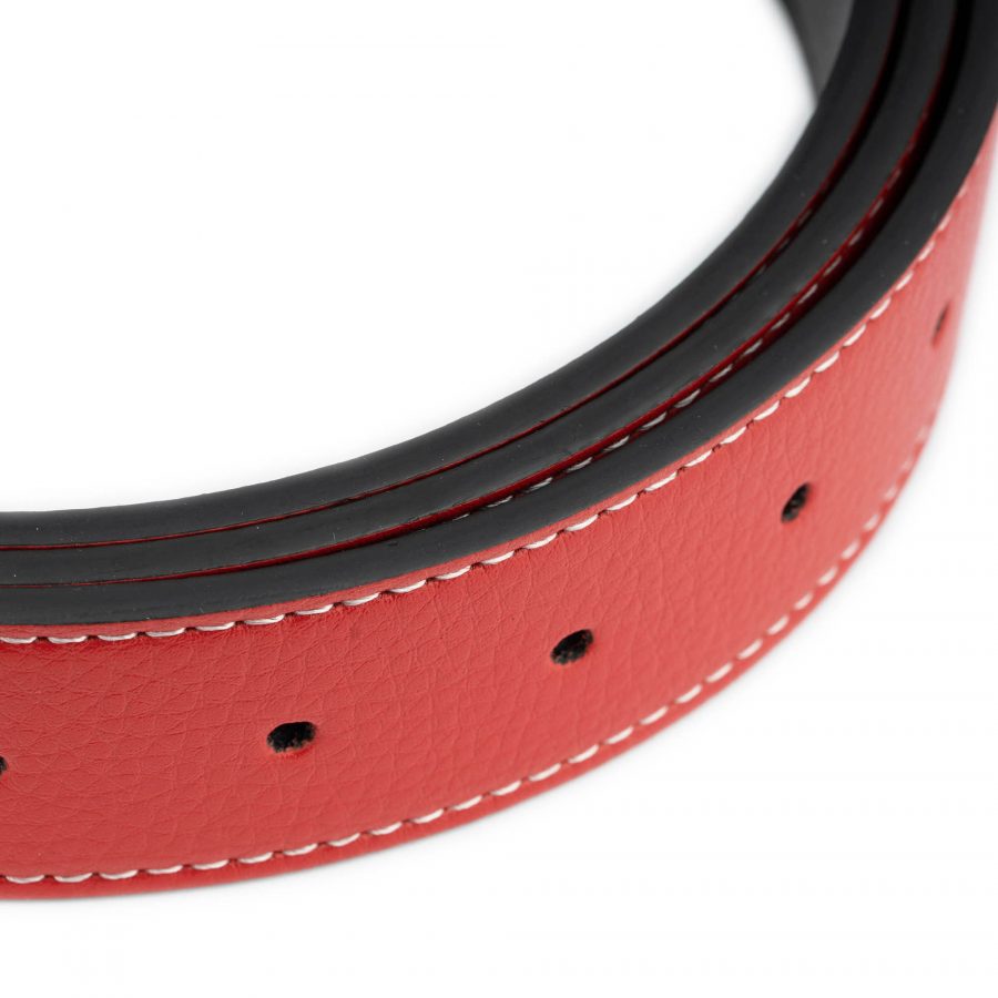 red black vegan leather reversible belt strap 3 2 cm 5