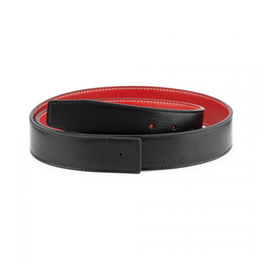 red black vegan leather reversible belt strap 3 2 cm 6