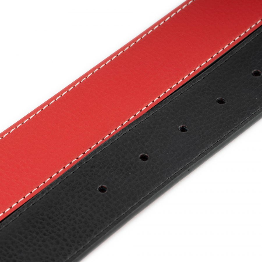red black vegan leather reversible belt strap 3 2 cm 7