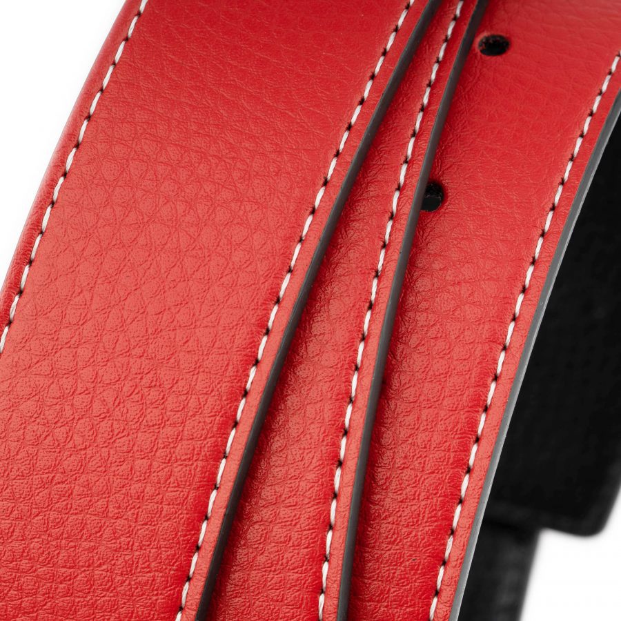 red black vegan leather reversible belt strap 3 8 cm 3