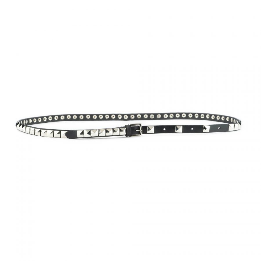 silver pyramid studded belt with gift box 10