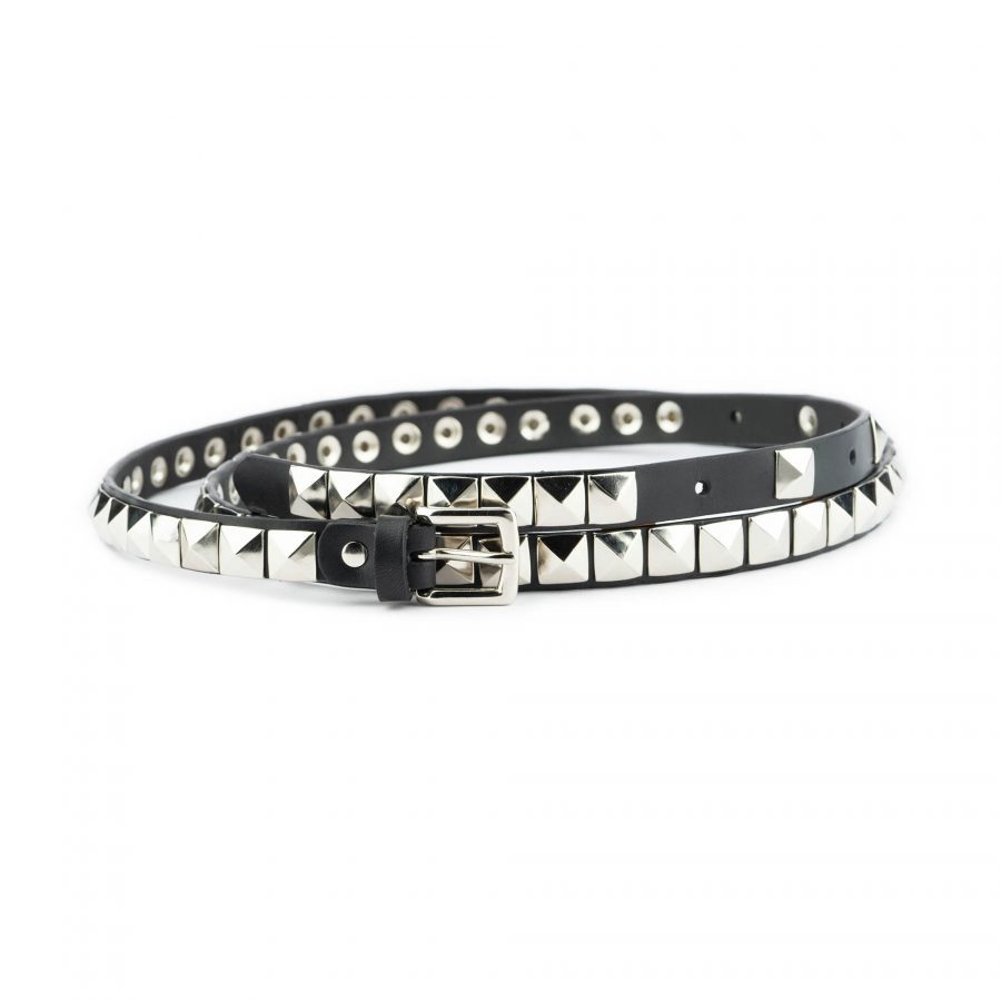 silver pyramid studded belt with gift box 11