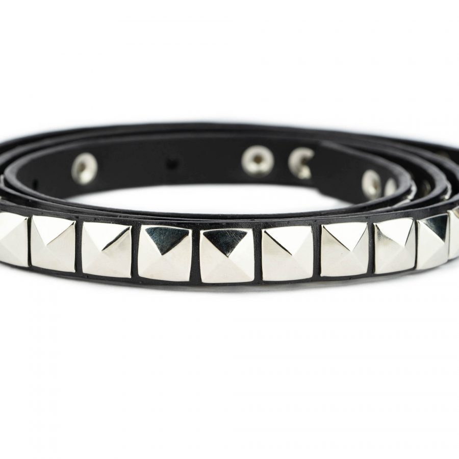 silver pyramid studded belt with gift box 4