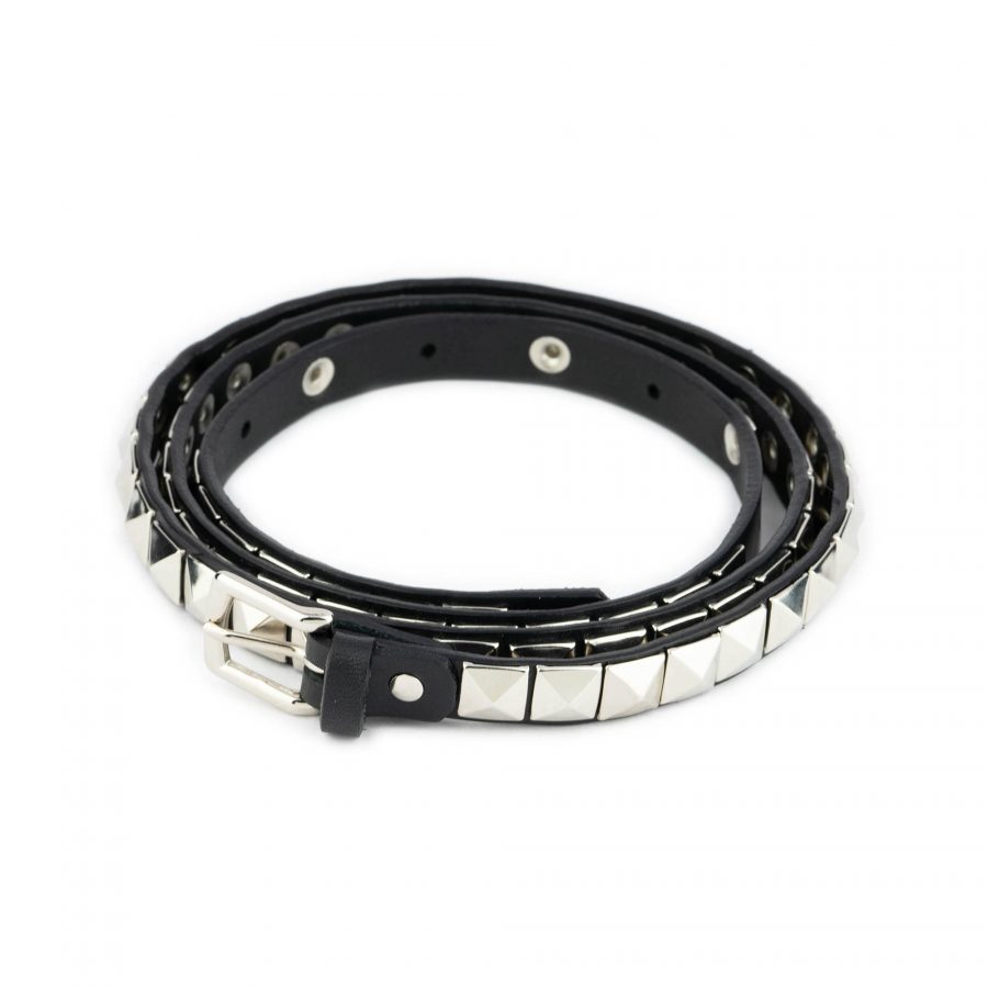 silver pyramid studded belt with gift box 6