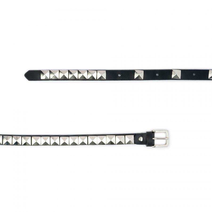 silver pyramid studded belt with gift box 9