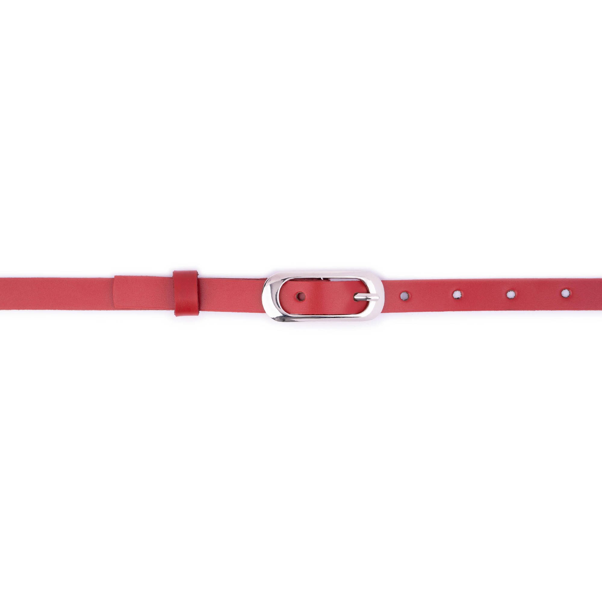 MRULIC belts for women Women Skinny Leather Belt Ladies Slim Belt Metal  Buckle Thin Elastic Fashion Dress Belt Red + One size