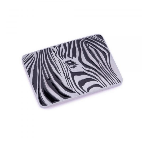 zebra belt buckle black silver metal plaque 1 ZEBRA40PLASLV 25USD