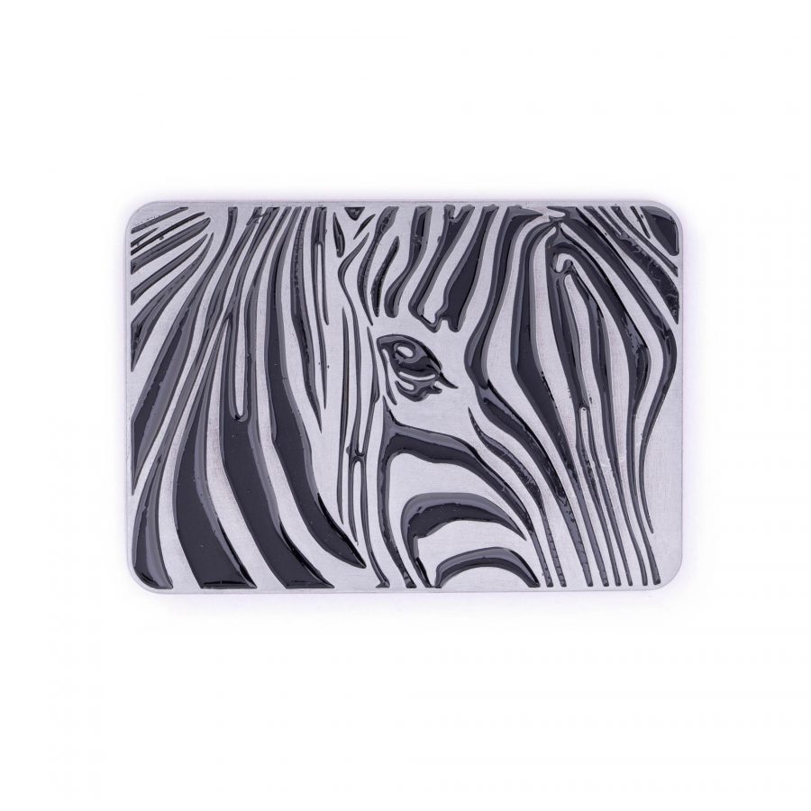 zebra belt buckle black silver metal plaque 3