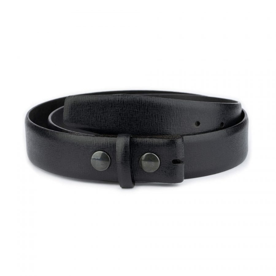 belt strap with snaps for buckle black saffiano leather 1 32 34 usd75 SAFBLA35SNAVIS