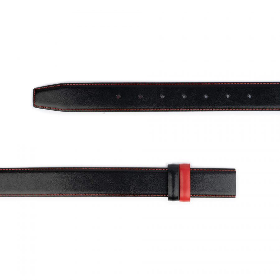 black leather strap for belt red stitching 2