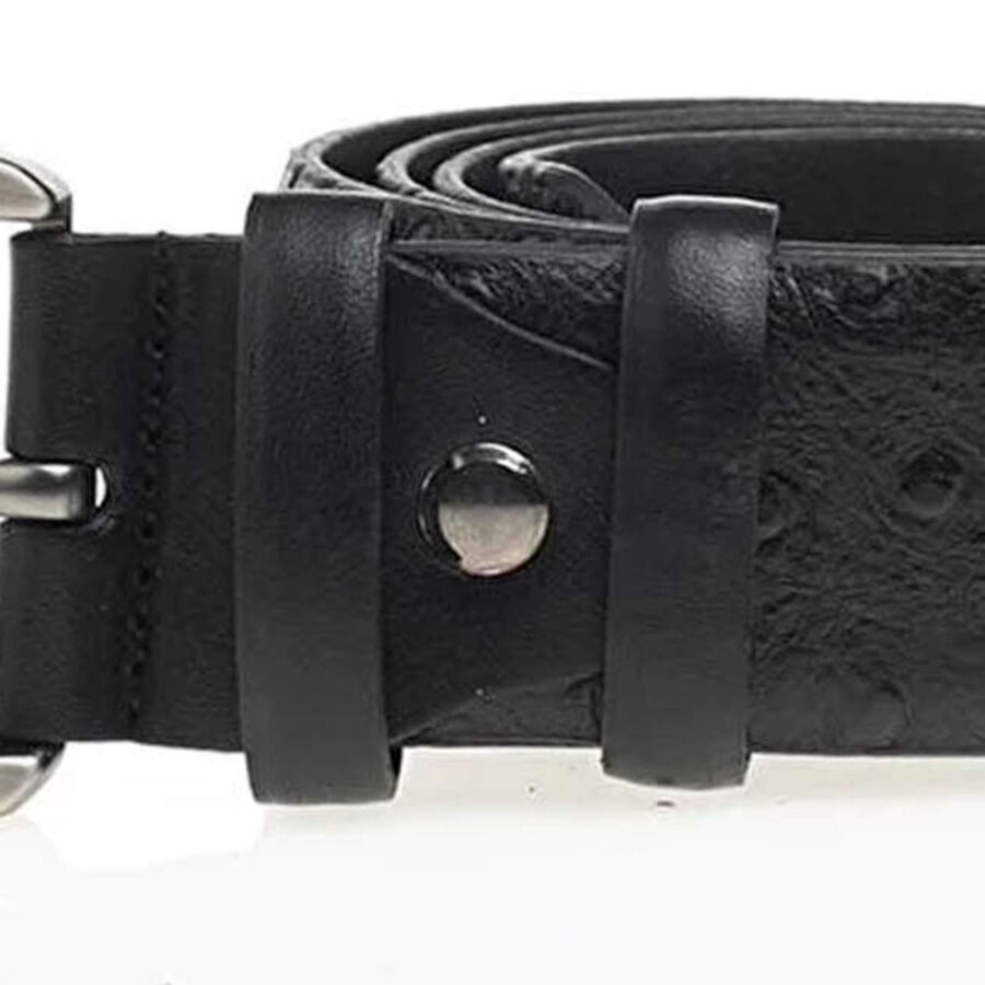 black ostrich belt for men embossed leather 3