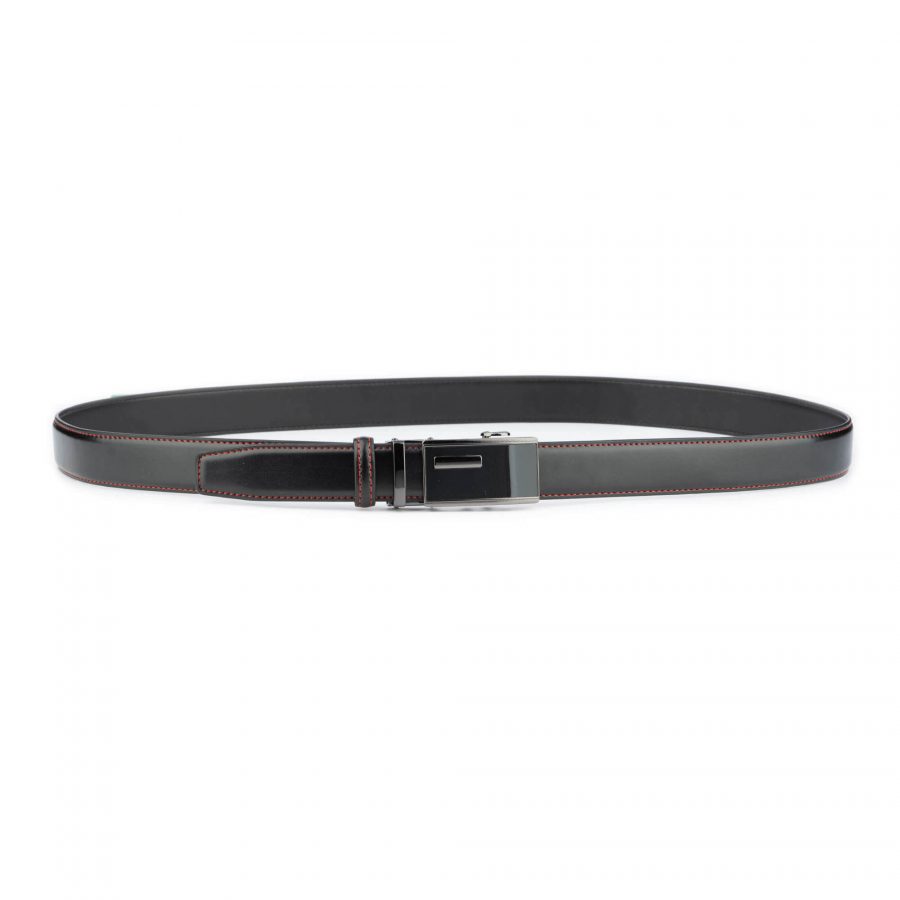 black vegan comfort click belt red stitching 2