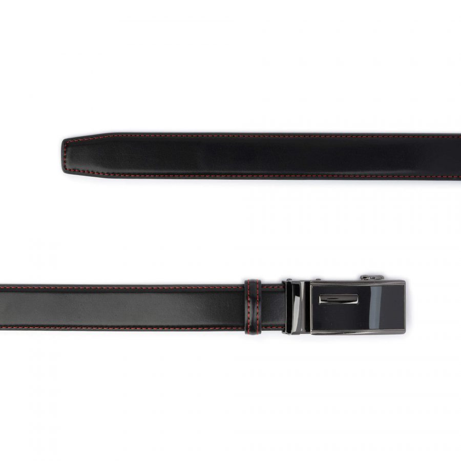 black vegan comfort click belt red stitching 3