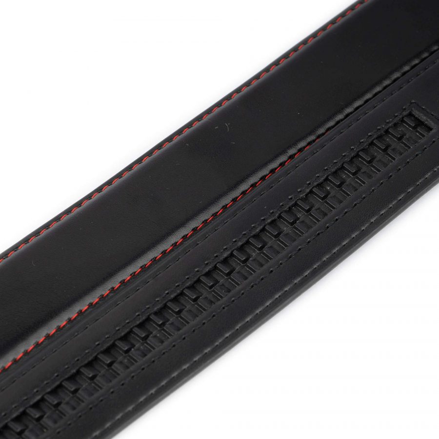 black vegan comfort click belt red stitching 4