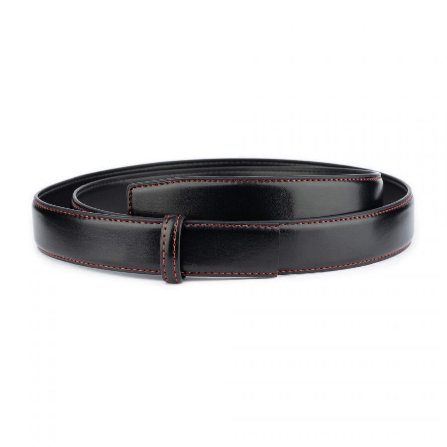 black vegan ratchet leather belt strap red stitch 1 28 40 usd29 BLARED39STRAUT