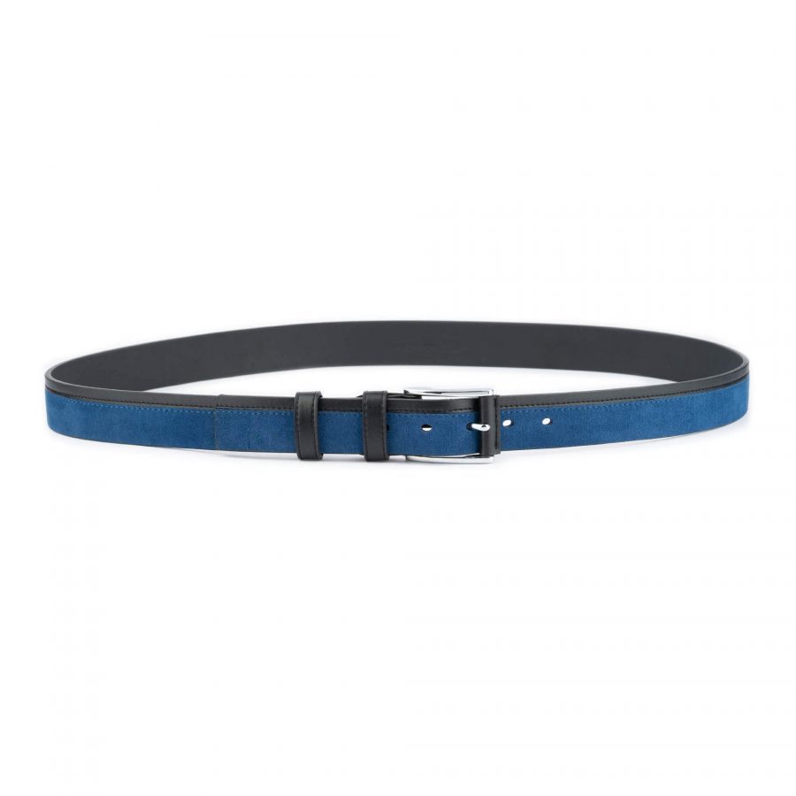 blue suede black genuine leather mens belt 2