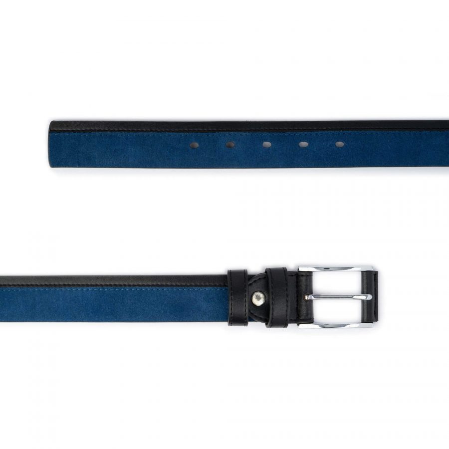 blue suede black genuine leather mens belt 3