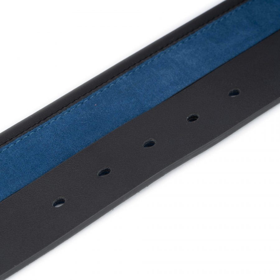 blue suede black genuine leather mens belt 4