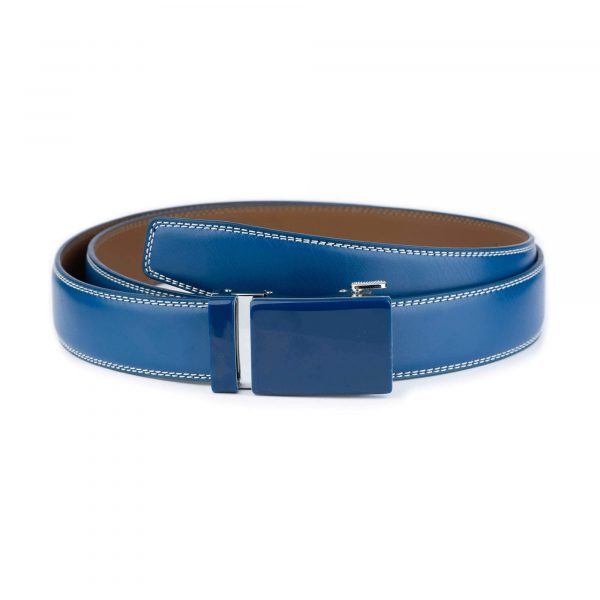 blue vegan leather golf ratchet belt with blue buckle 0 28 44 usd55 LIGBLU35VEGRCH