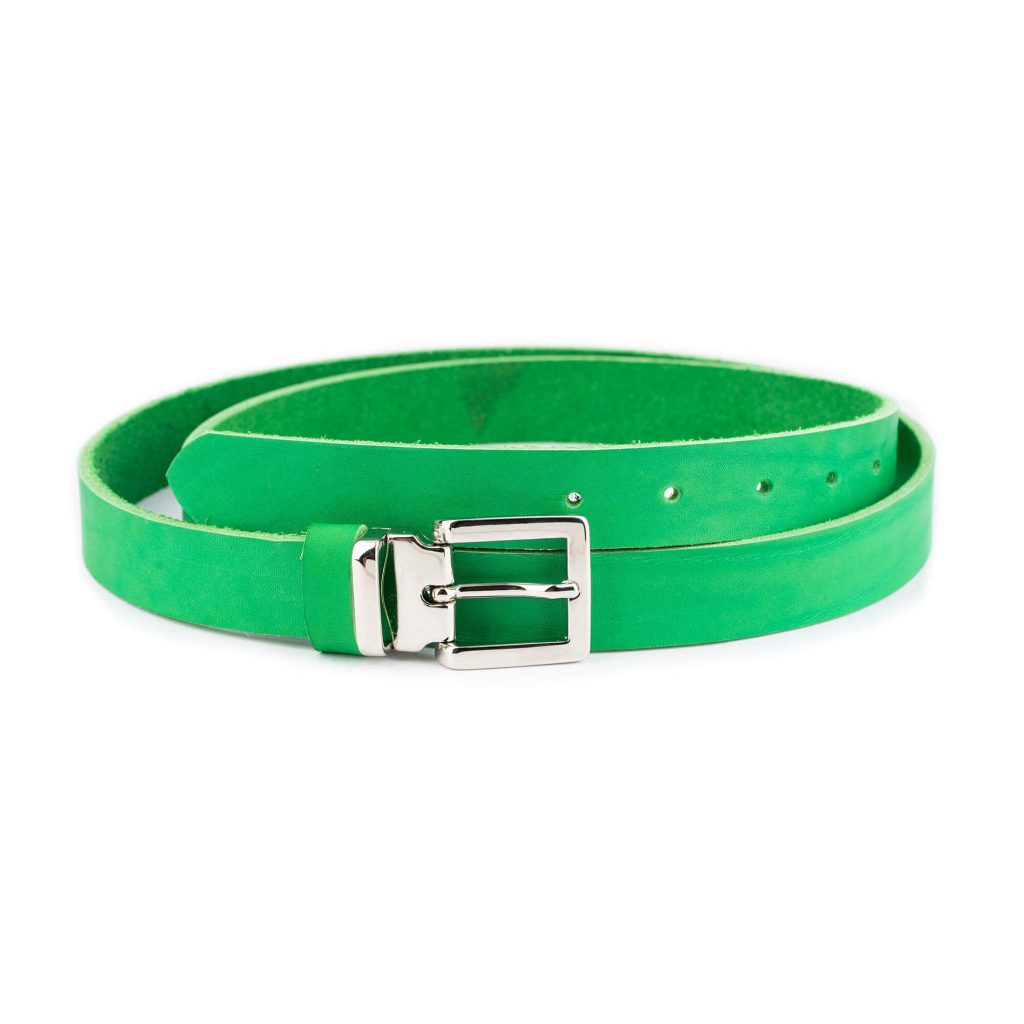 Buy Bright Green Leather Belt With Silver Buckle - LeatherBeltsOnline.com