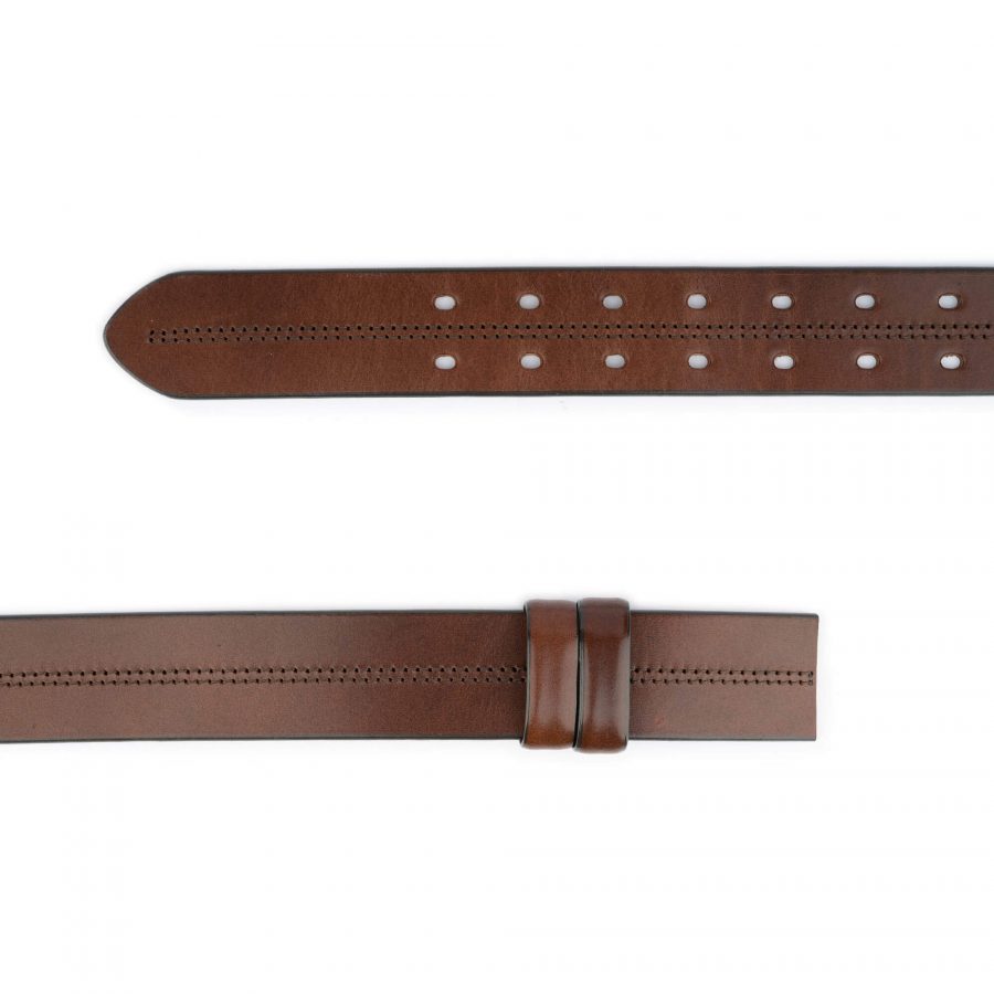 brown double hole leather strap for two prong buckle 2