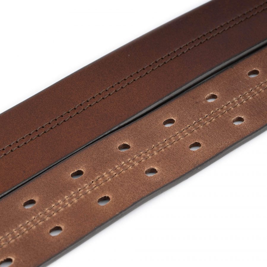 brown double hole leather strap for two prong buckle 3