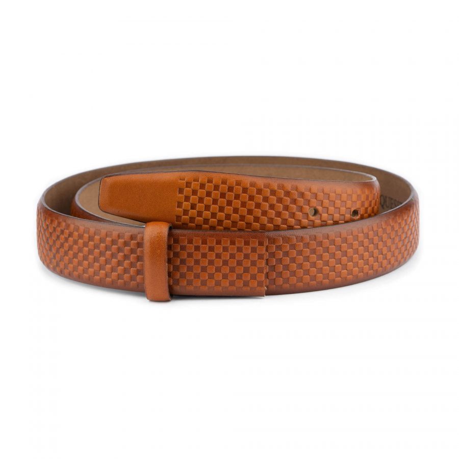 brown high quality leather belt strap check emboss 1 28 42 usd55 BROCHE351103CUTYRT