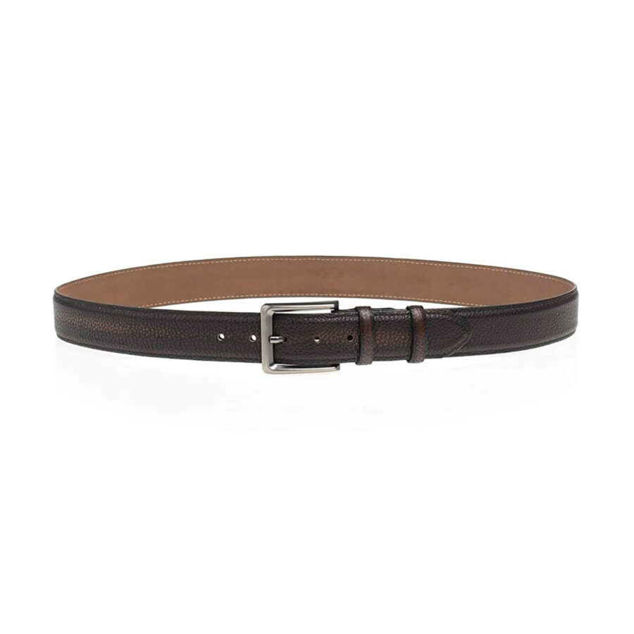 brown pebbled leather belt for men high quality 1 PEBBRO35COWSLY