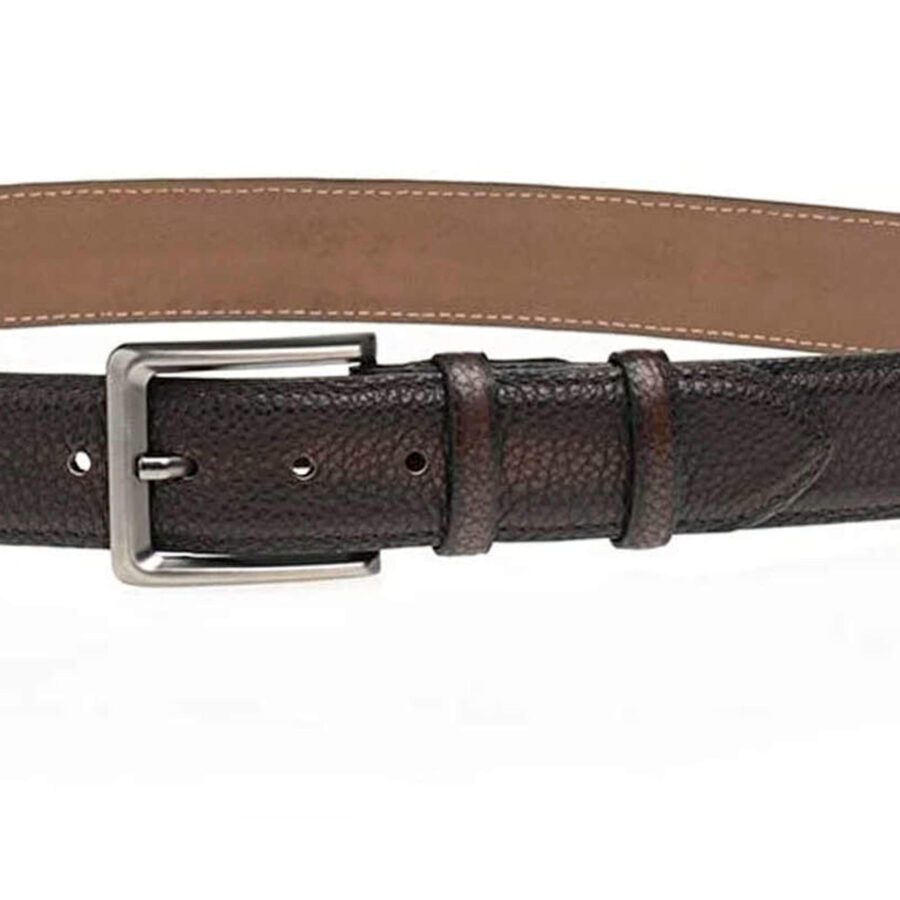 brown pebbled leather belt for men high quality 2
