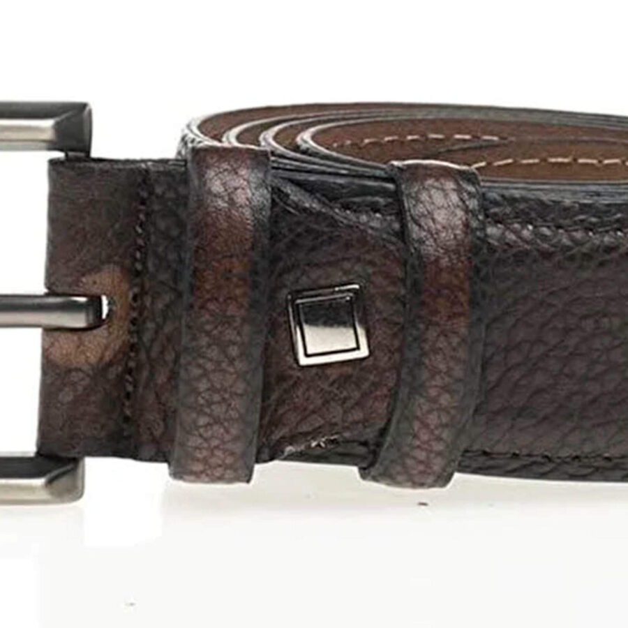 brown pebbled leather belt for men high quality 3