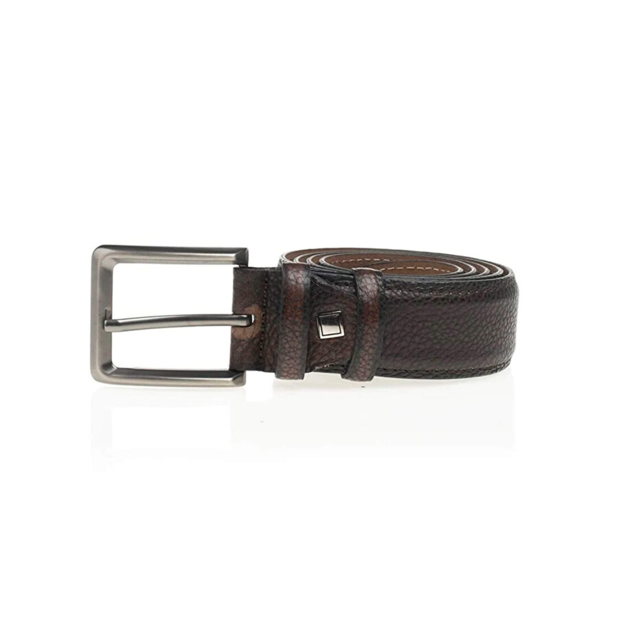 brown pebbled leather belt for men high quality 4